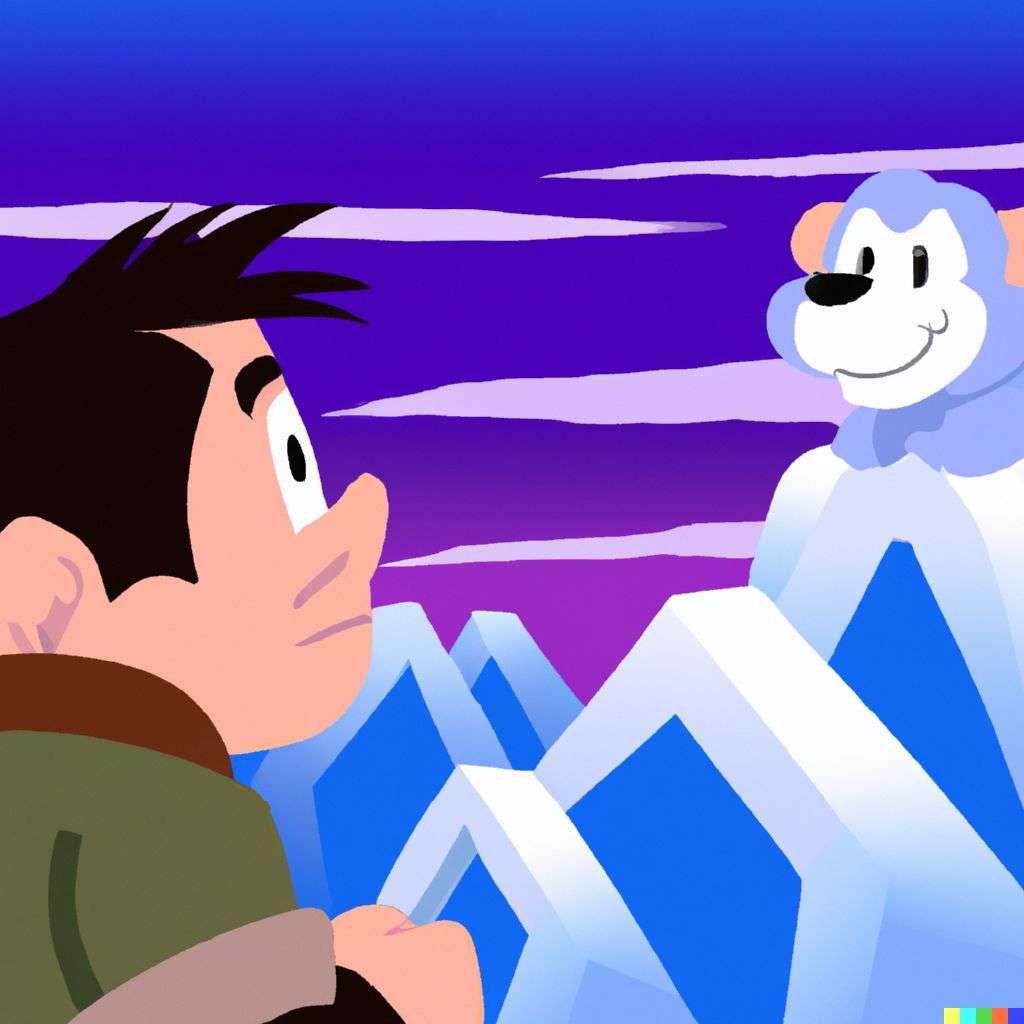 someone gazing at Mount Everest, Disney character